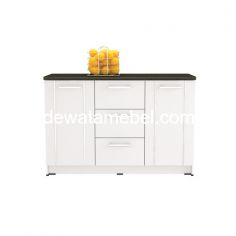 Kitchen Table Cabinet 3 Pintu - ACTIV Madrid KSB 312 / White Glossy - Grey Linen